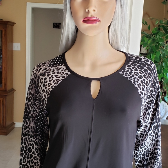 Susan Lawrence polkadot and cheetah print blouse size small - Picture 3 of 8